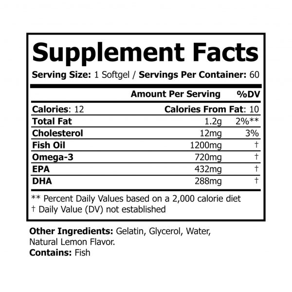 Omega 3 Fish Oil Supplement (60 Softgels) - Image 2