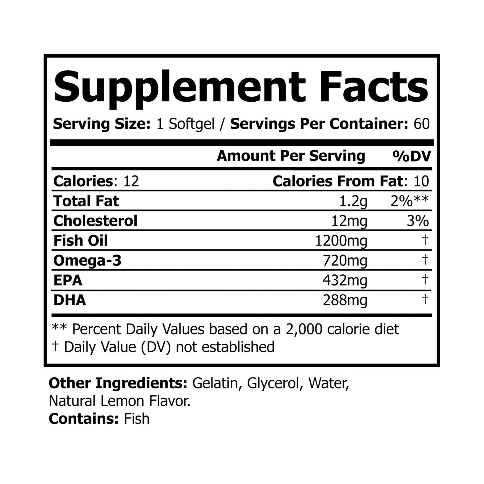Omega 3 Fish Oil Supplement (60 Softgels) - Image 2