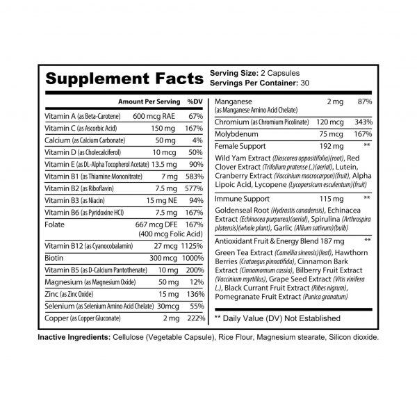 Multivitamin for Women Supplement (60 Capsules) - Image 2