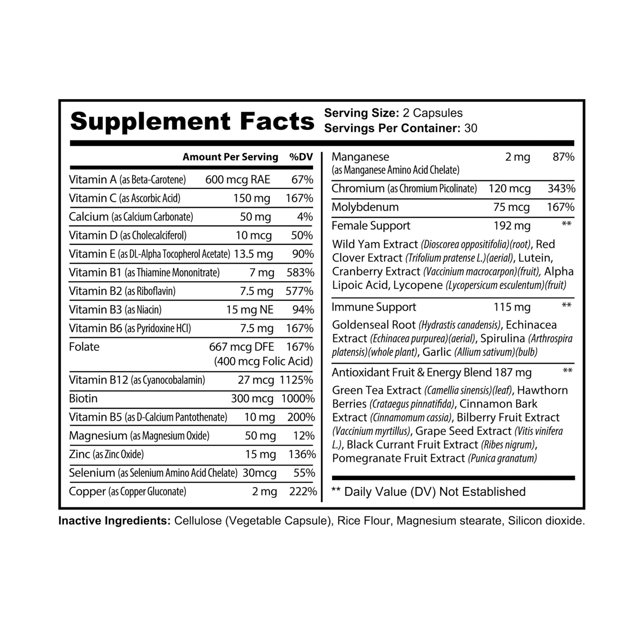 Multivitamin for Women Supplement (60 Capsules) - Image 2