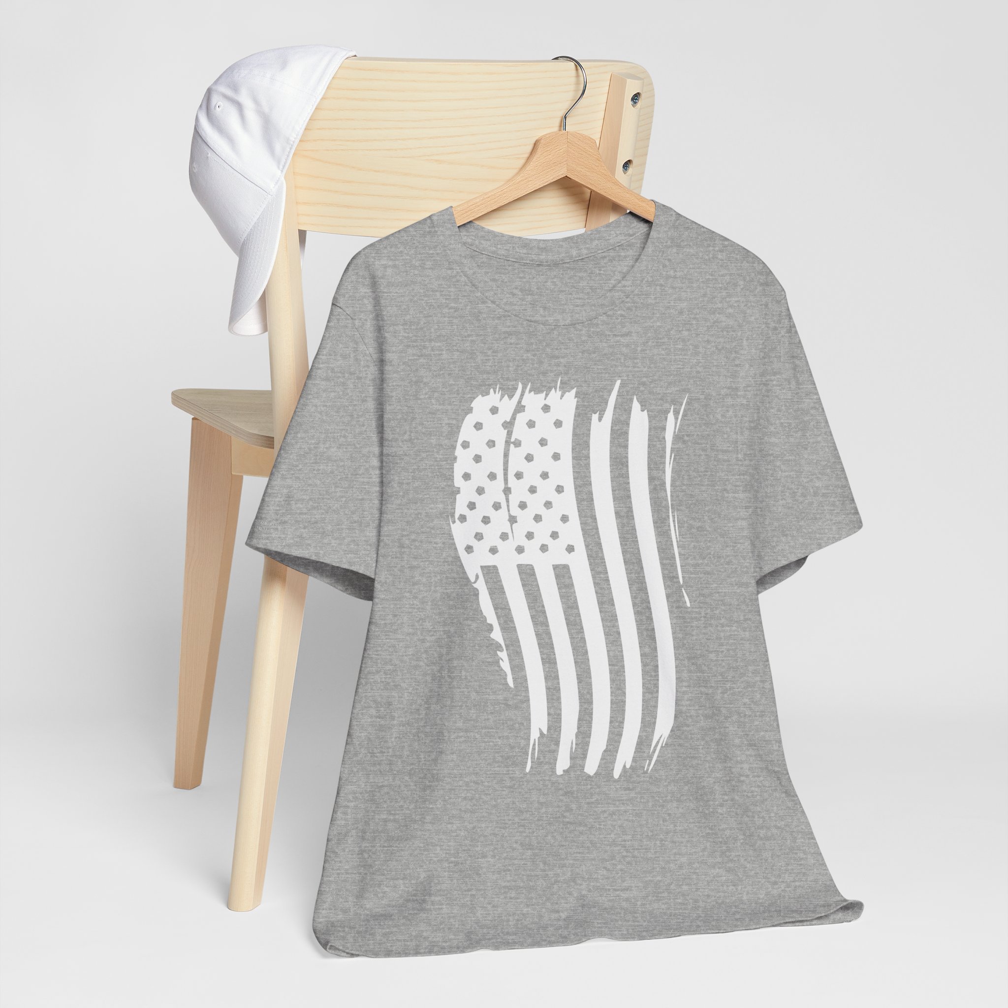 T Shirt, Bella Canvas, Distressed Waving American Flag - Image 3
