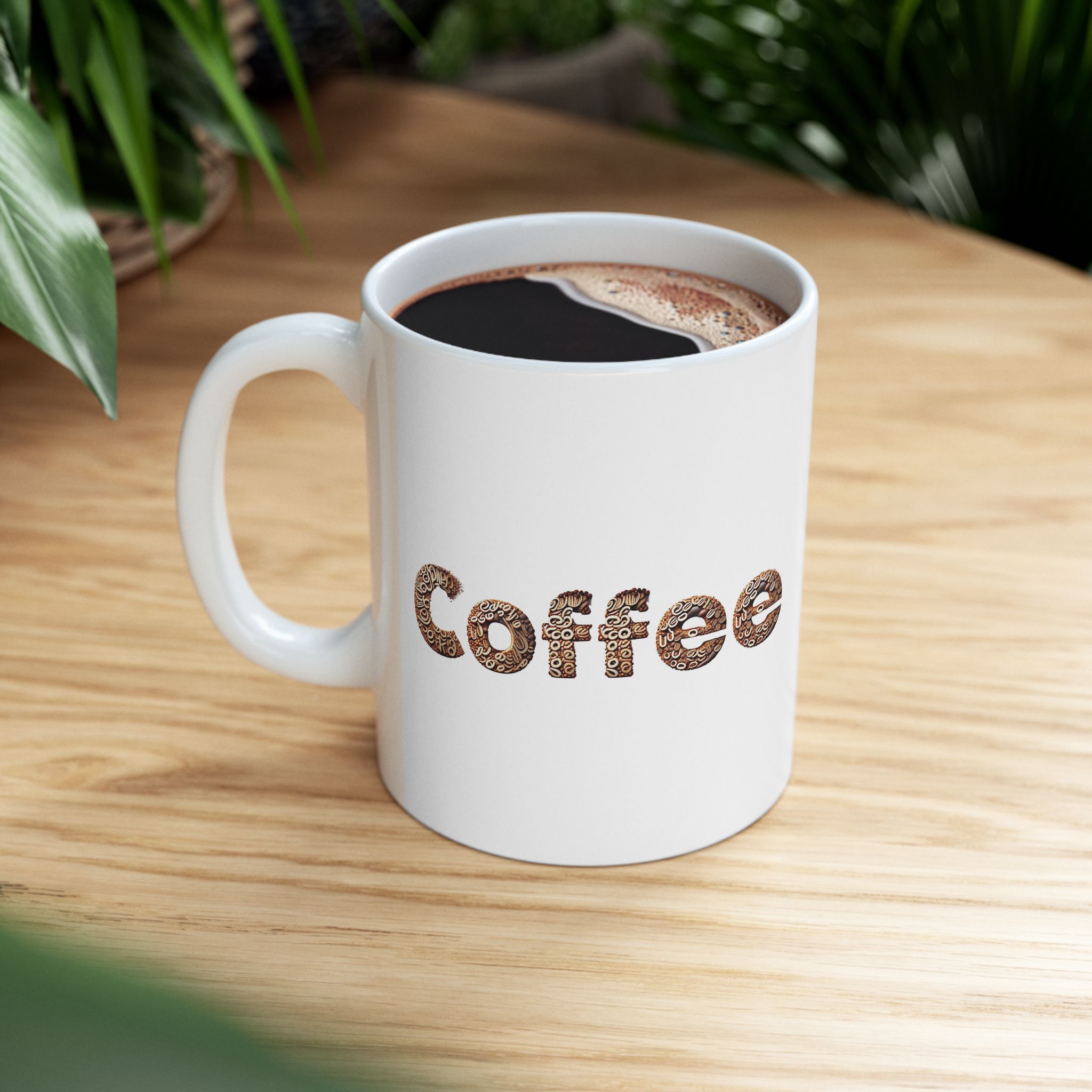Coffee Bean Text Ceramic Mug 11oz - Image 2