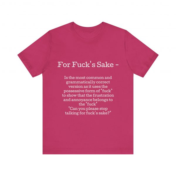 Belle+Canvas Unisex Jersey Short Sleeve Tee. For f's sake, white Letter - Image 4