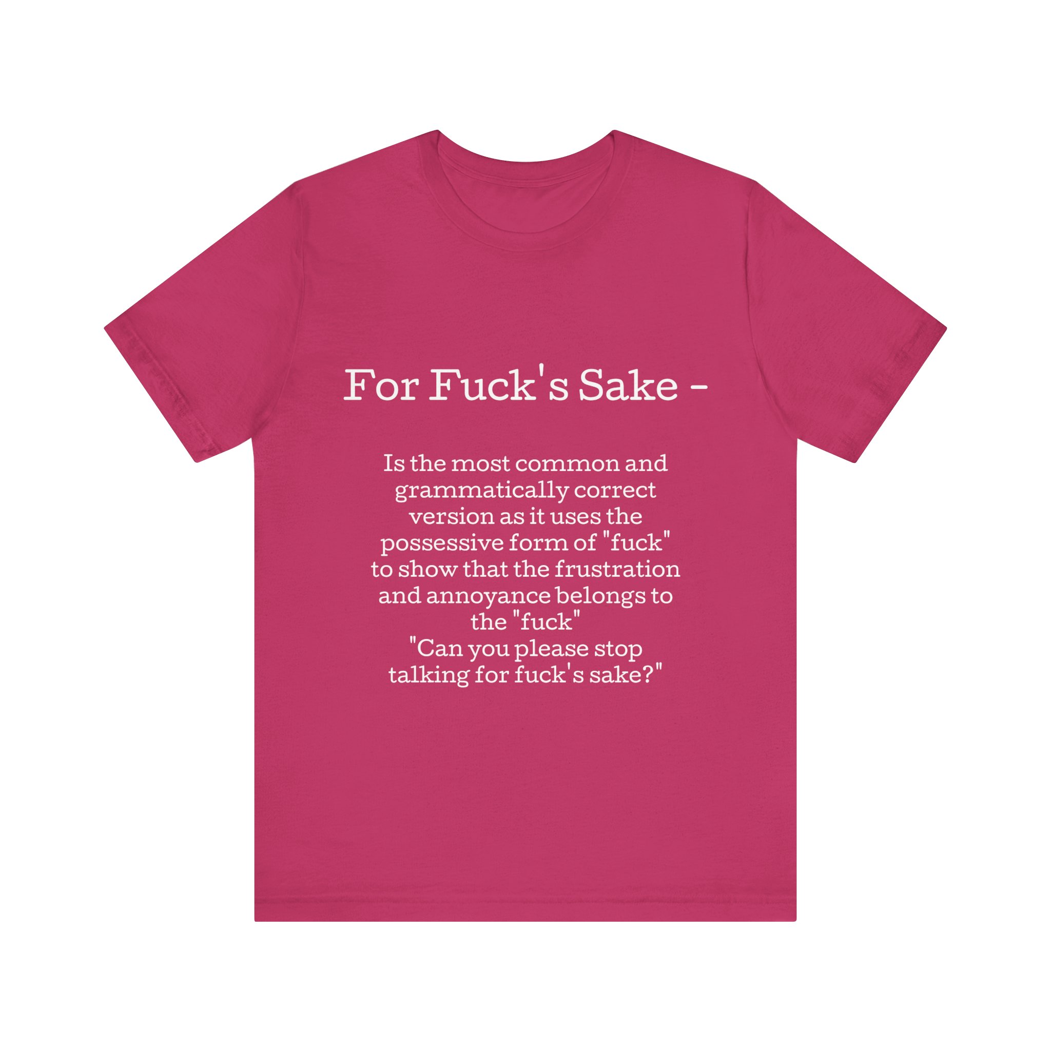 Belle+Canvas Unisex Jersey Short Sleeve Tee. For f's sake, white Letter - Image 4