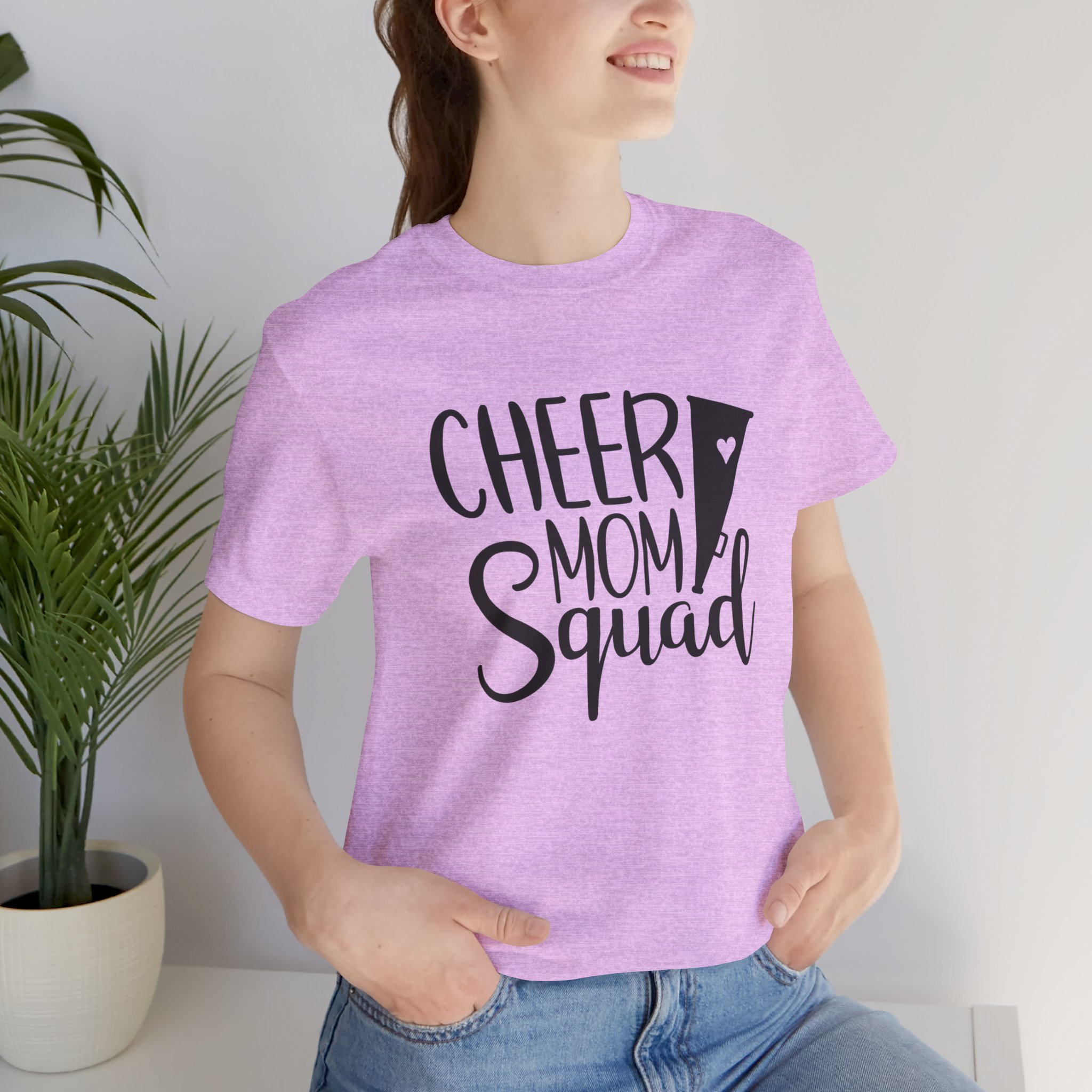 Cheer Mom Squad, Unisex Jersey Short Sleeve Tee - Image 6