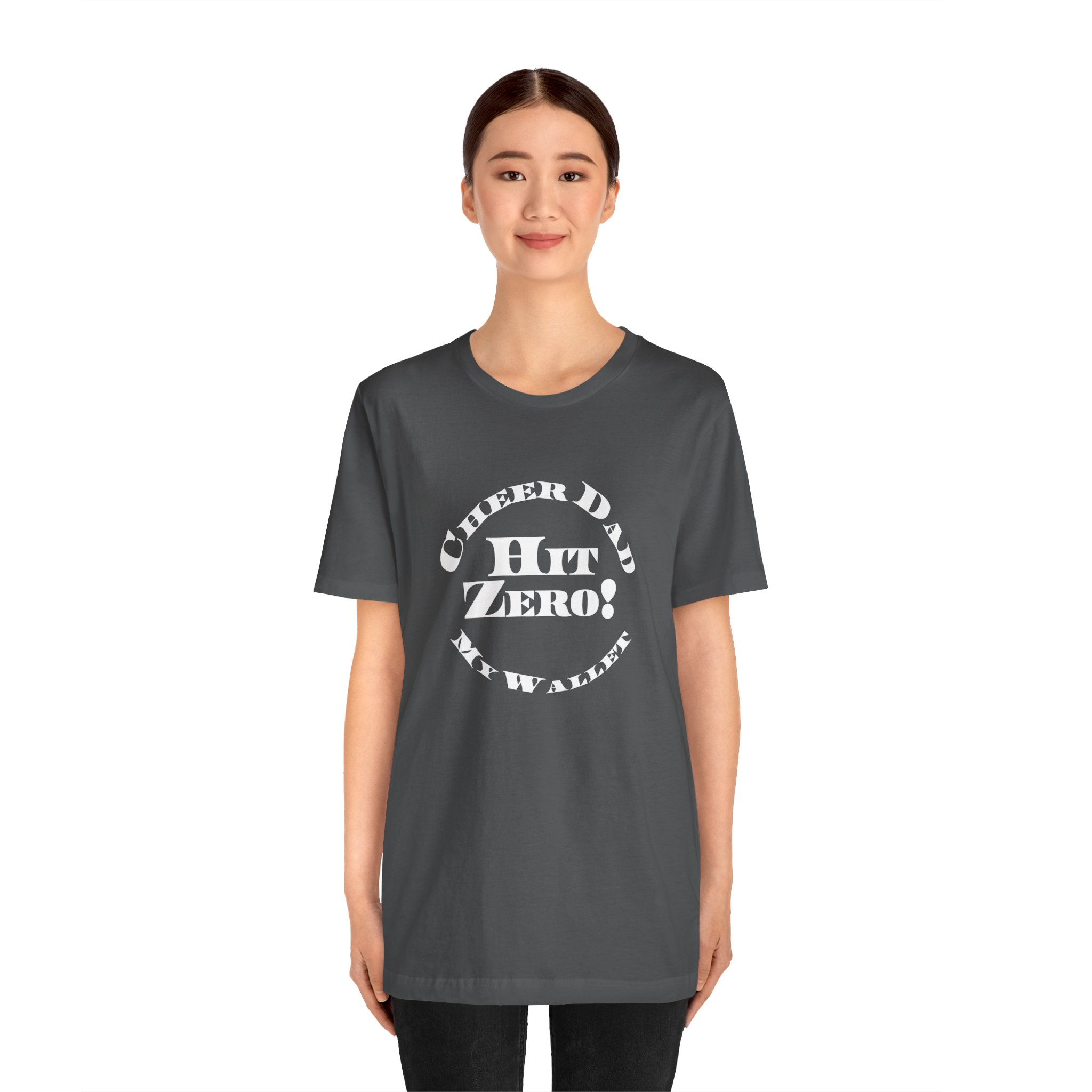 Cheer Dad, Hit Zero Wallet, Bella Canvas Tee - Image 3