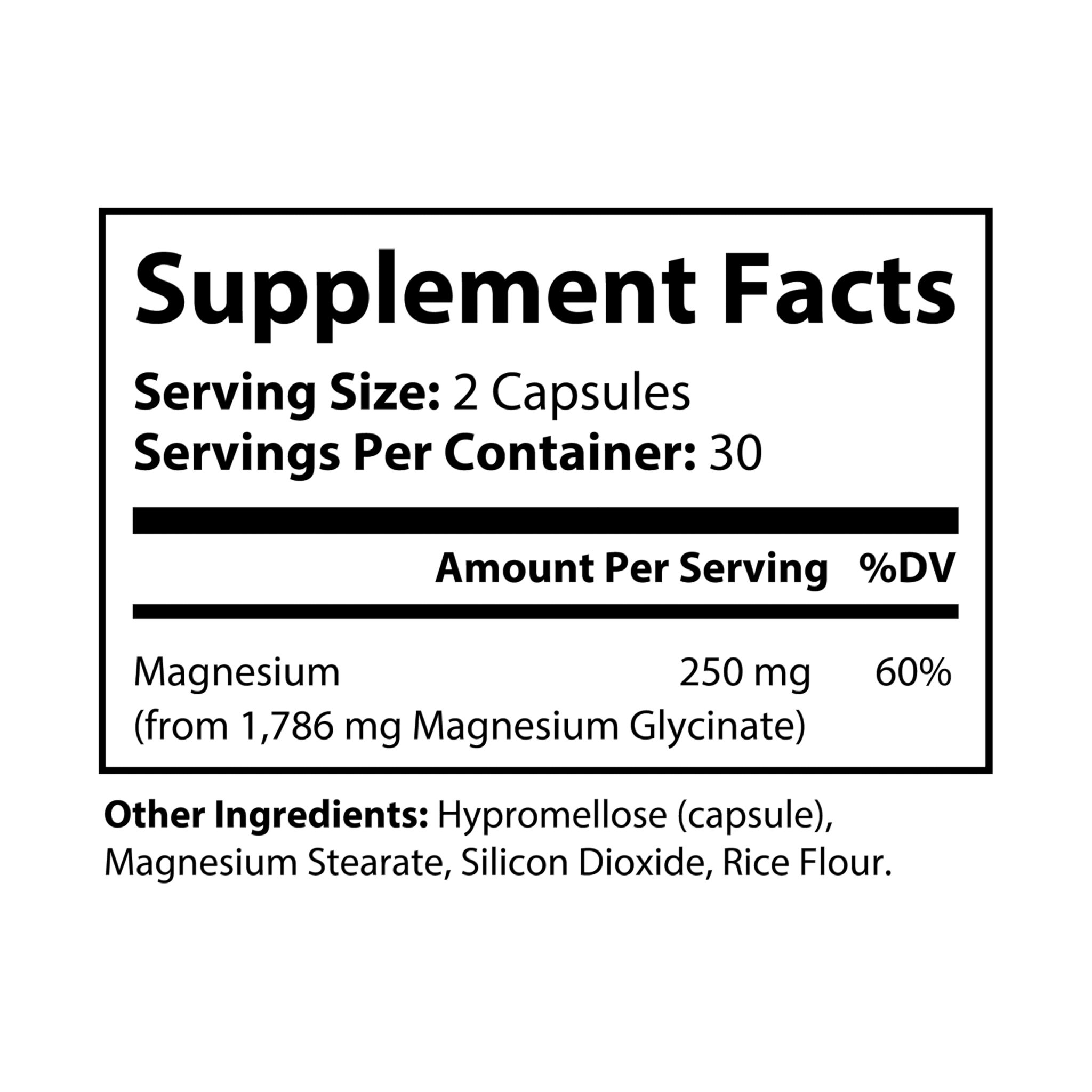 Magnesium Glycinate Supplement (60 Capsules) - Image 2