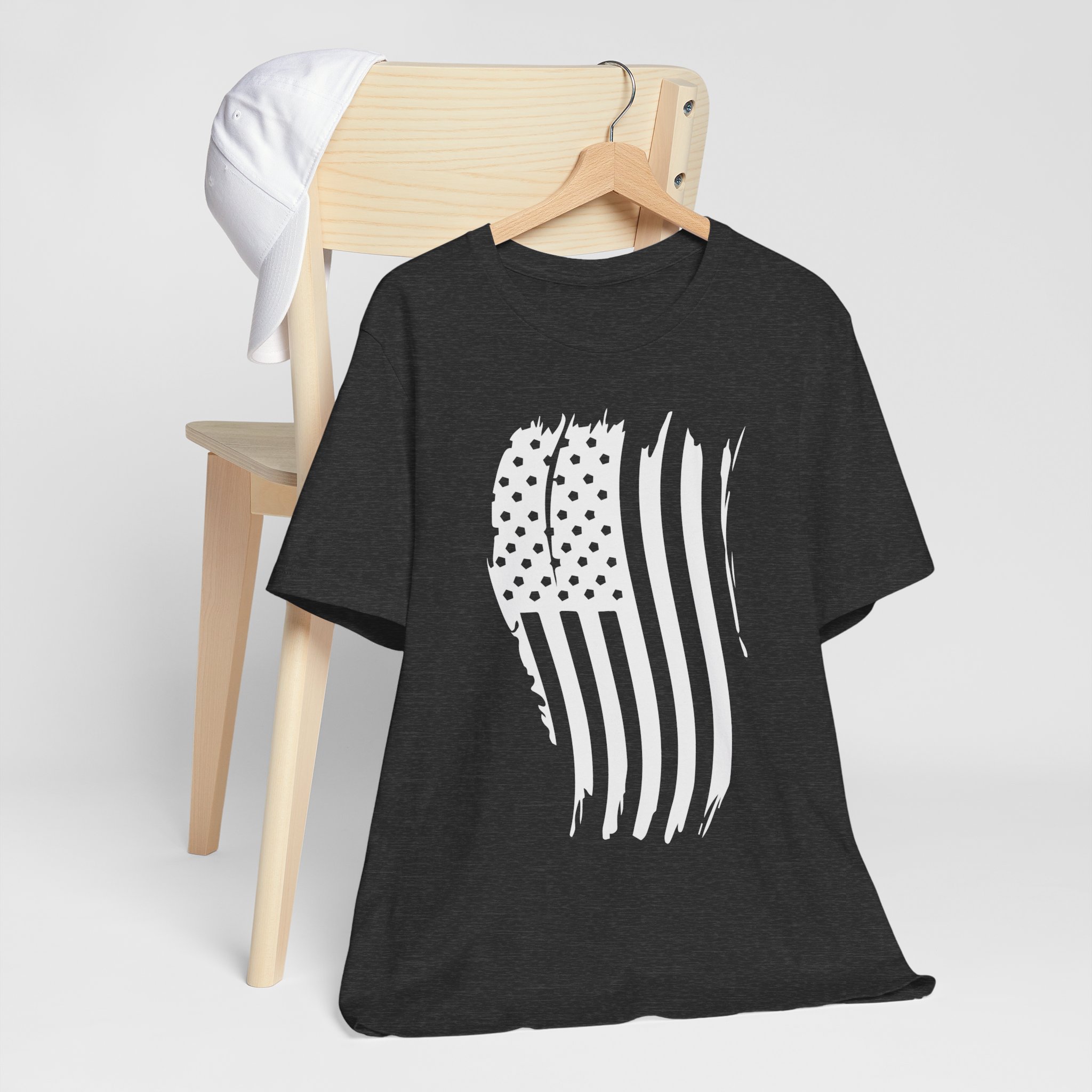 T Shirt, Bella Canvas, Distressed Waving American Flag - Image 6