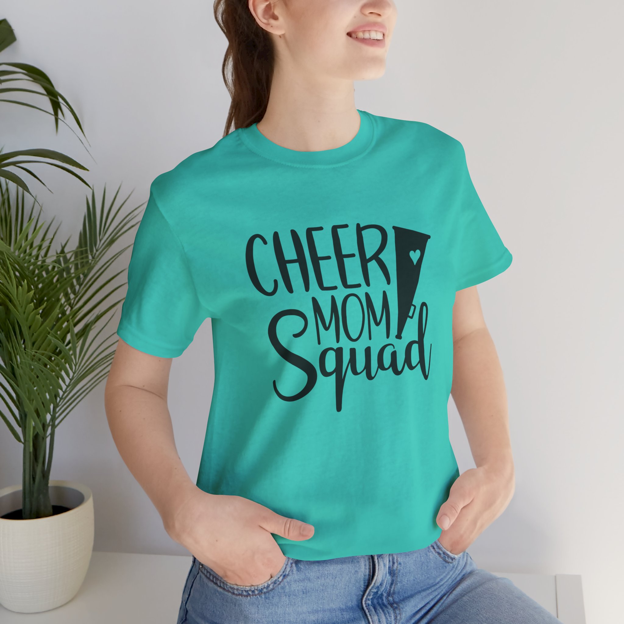 Cheer Mom Squad, Unisex Jersey Short Sleeve Tee - Image 3