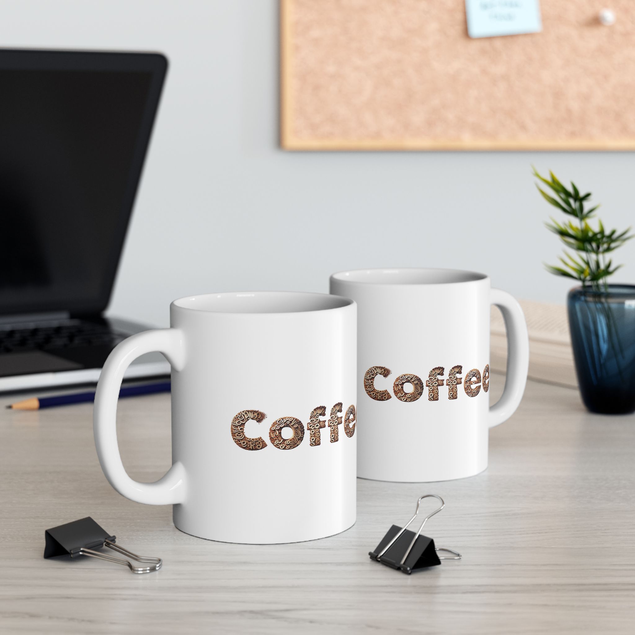 Coffee Bean Text Ceramic Mug 11oz - Image 4