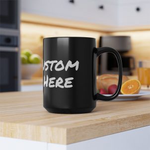 Large Custom Designed Black Mug, 15oz