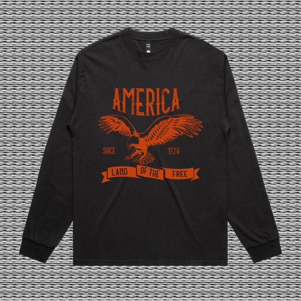 America Design Men's Heavy Faded Long Sleeve Tee