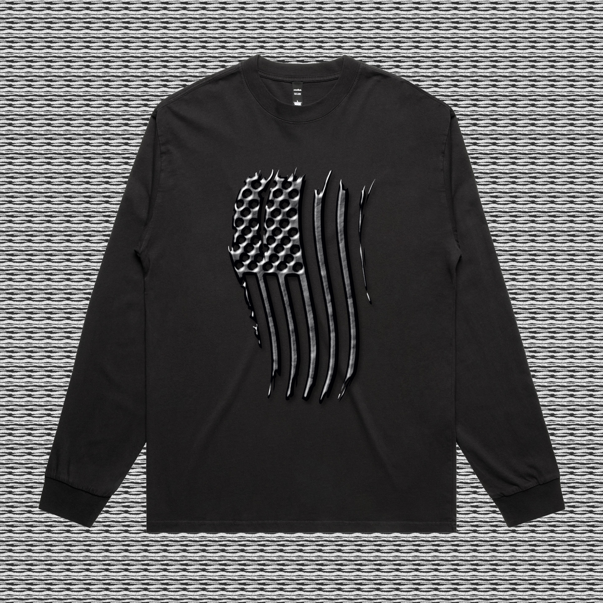 Distressed Flag Design Men's Heavy Faded Long Sleeve Tee - Image 4