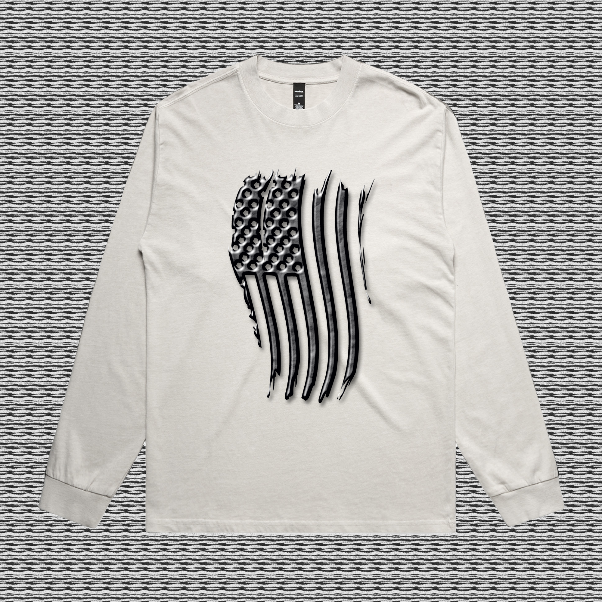 Distressed Flag Design Men's Heavy Faded Long Sleeve Tee - Image 2