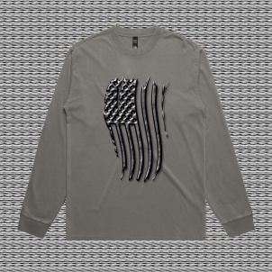 Distressed Flag Design Men's Heavy Faded Long Sleeve Tee