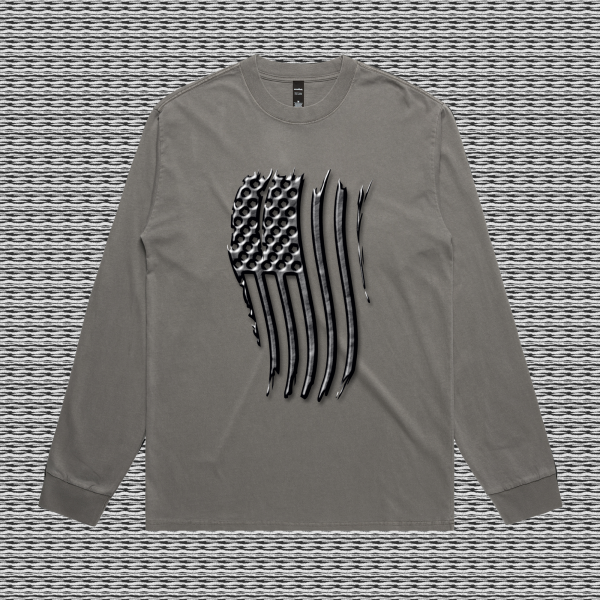 Distressed Flag Design Men's Heavy Faded Long Sleeve Tee