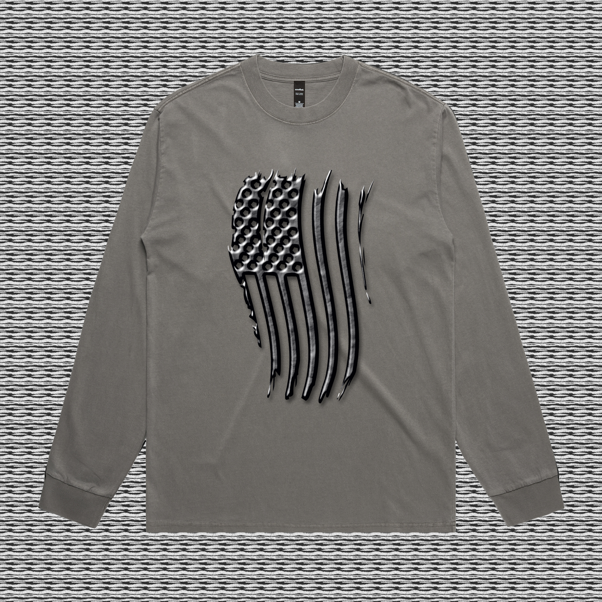 Distressed Flag Design Men's Heavy Faded Long Sleeve Tee